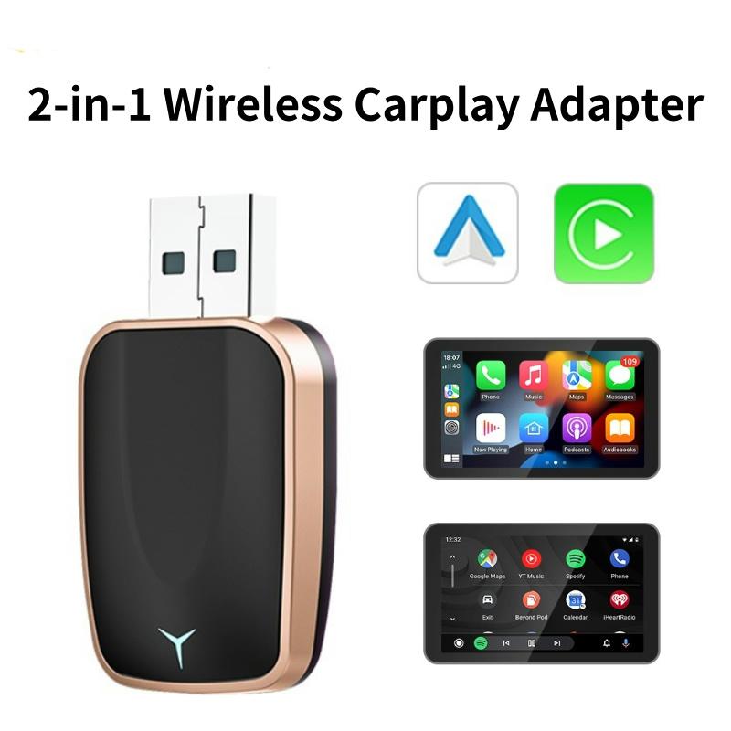 Wireless Carplay Adapter Android Auto WiFi Fast Connect Smart Dongle 2in1 with 99% of Cars Plug and Play WiFi Smart Dongle