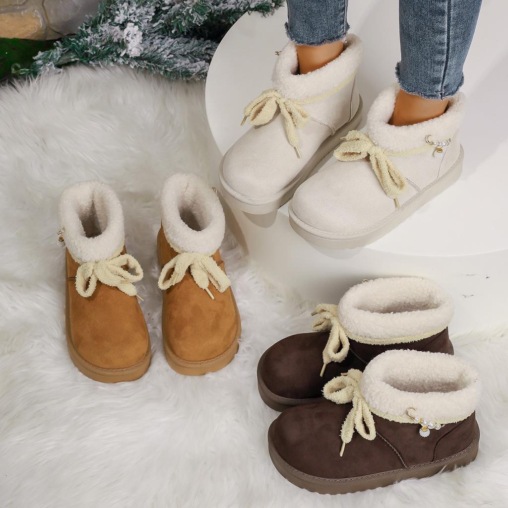 Autumn and Winter Velvet Cotton Shoes Women's Shoes 2025 New Popular Winter Thick-soled Warm Two Cotton Bread Shoes Snow Boots