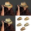 Western Styles Straw Hat Wide Border Hat Sun Protecting Beaded Straw Hat for Men and Women