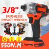 550 N.m Cordless Electric Screwdriver 3/8'' Speed Brushless Impact Wrench Rechargable Drill LED Light For 18V Battery