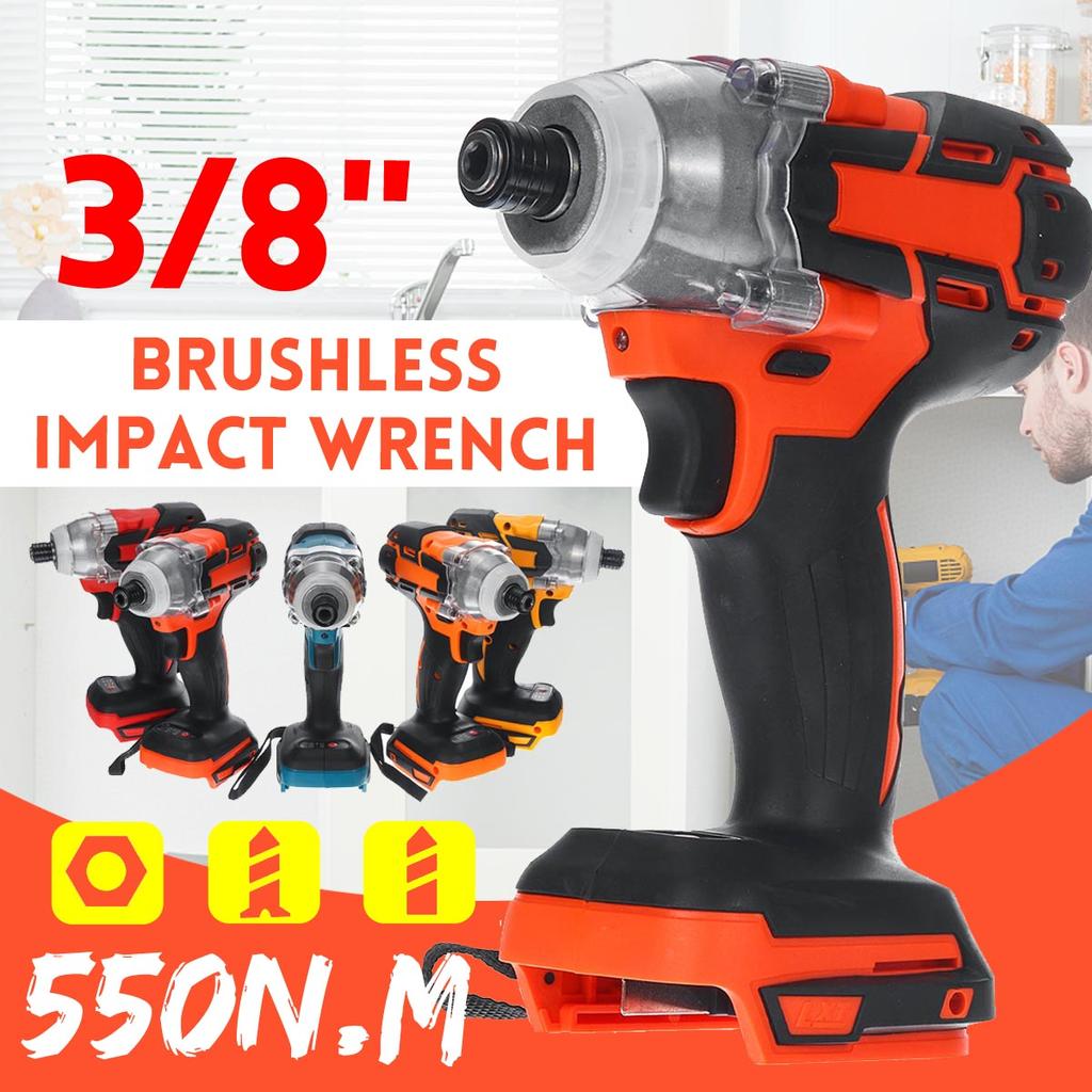 550 N.m Cordless Electric Screwdriver 3/8'' Speed Brushless Impact Wrench Rechargable Drill LED Light For 18V Battery