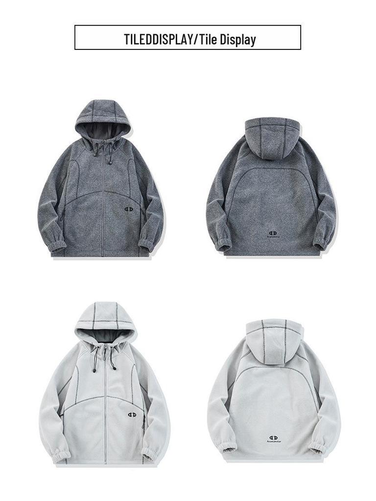 Men's Autumn Fleece Hooded Jacket - Warm, Loose, Casual Outdoor Wear