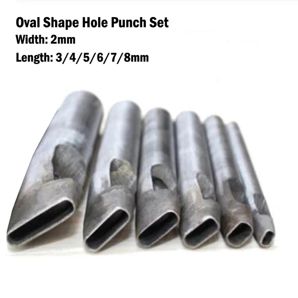 Oval Hole Punch Set 2mm for Leather Belt Watch Band DIY Tool with Hollow Punch Design for Precise Leather Cutting