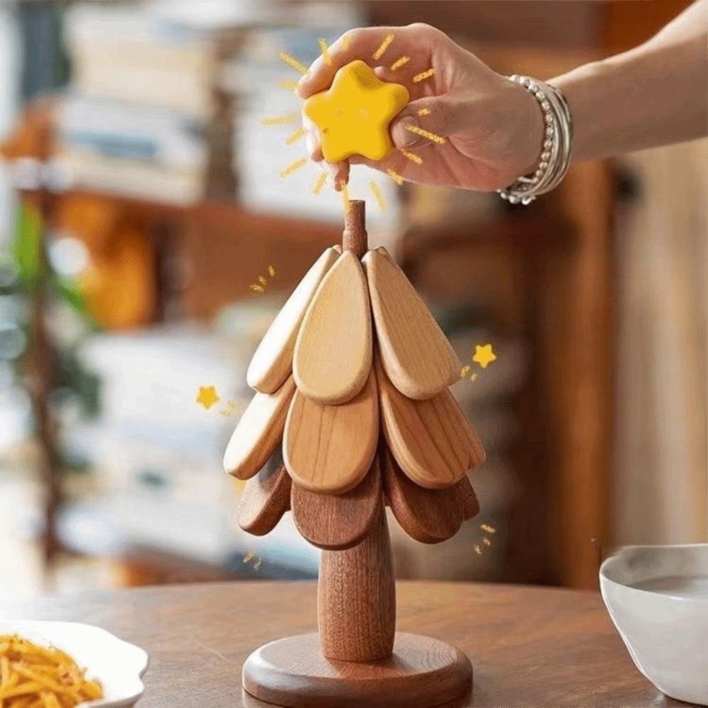 Decorative Wooden Trivets Anti Scald Tree Shape Insulation Pad  Dining Table