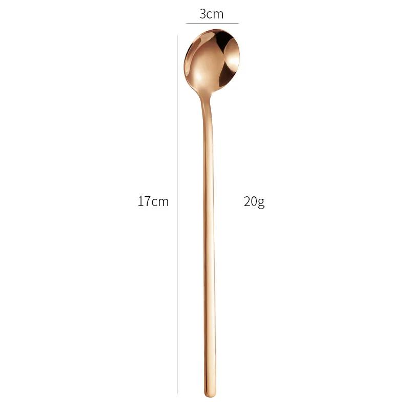 304 Stainless Steel Coffee Spoons Teaspoon Kitchen Tableware Gold Kitchen Coffee Accessories 13/15/17cm Mini Dessert Cake Spoon