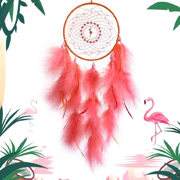 Unique Feathered Dreamcatchers with Flamingo Charm for Enhancing Home Aesthetic in Children Room or Study Area Ornament