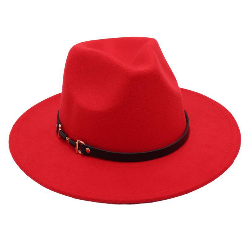 Suit Top Hat American Drama Belt Buckle Jazz Hat Men And Women Felt Hat Woolen Hat Big Brim Fedora Hat Jackson
