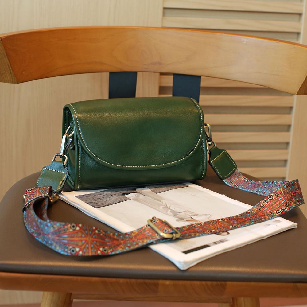 

2026 Retro Small Women Shoulder Bags With Two Shoulder Straps Real Leather Messenger Bag Excellent Cowhide Crossbody Flap Bags темно-зелений колір