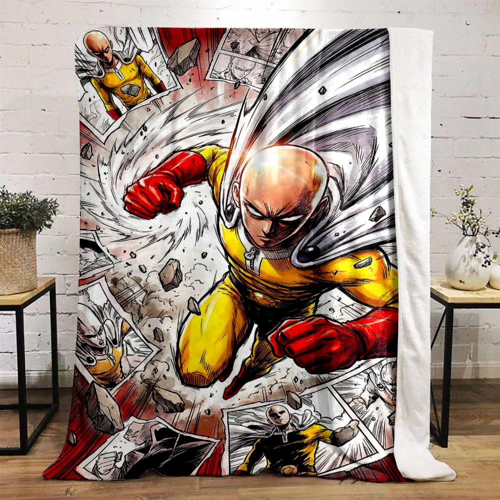 One Punch Man Saitama Action Design Blanket Flannel Blanket for Bedroom, Living Room, Sofa, and Nap Sofas