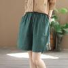 Women's High Waist Embroidered Shorts Breathable Literary Retro Cotton Linen Casual Pants