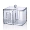 Cotton Pad Storage Box, Acrylic Cosmetic   with 4 Compartments for Cotton Buds, Powder Puff, Lipsticks, with Dustproof Lid for   Makeup T