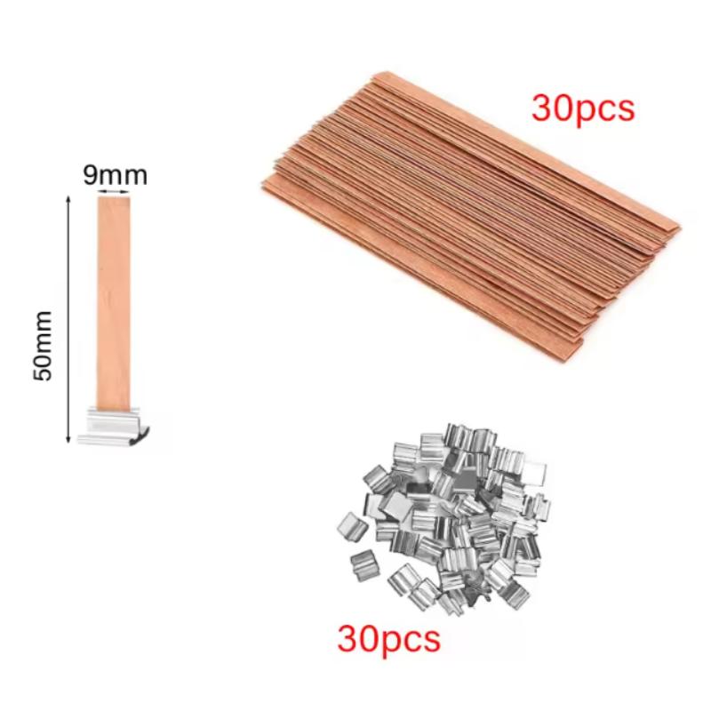 10/30pcs Wooden Candle Wick Set With Clip Base Smokeless Candle Wicks for DIY Paraffin Candle Jar Making Candle Making Supplies