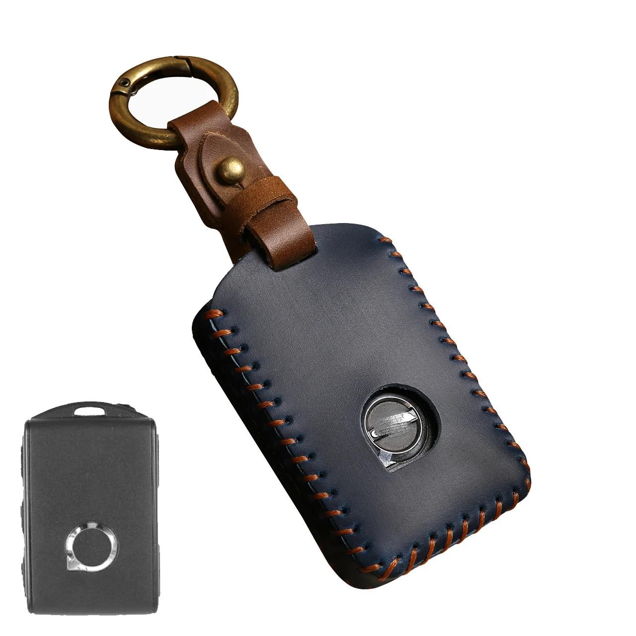 

Для Volvo Xc60 S90 Xc90 Xc40 Чехол для ключа автомобиля Держатель брелока Пульт дистанционного управления Кожа Ручная работа Бесплатный брелок Количество на заказ синий