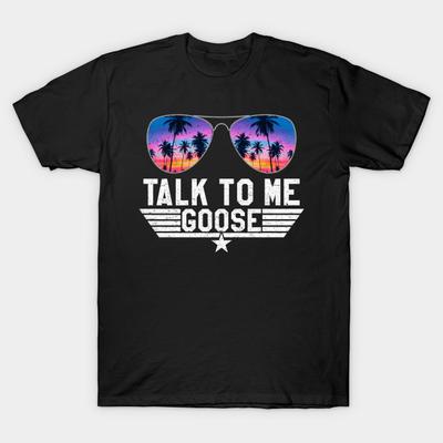 Men Black Print T-shirt Talk To Me Goose No-Cut Transfer Paper Print Cotton Tshirt