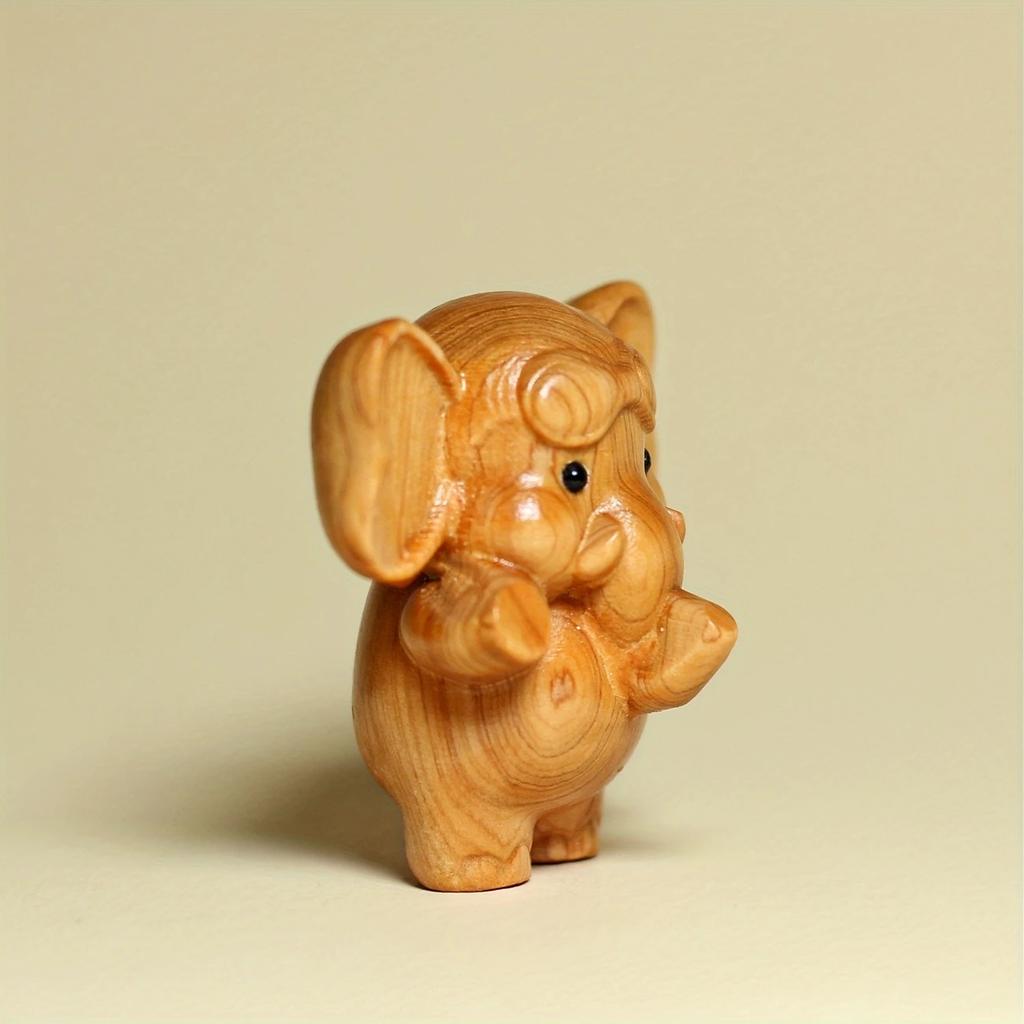 Handcrafted Wooden Elephant Figurine - Versatile Indoor/Outdoor Decor for Christmas, Diwali, New Year & Prosperity Celebrations