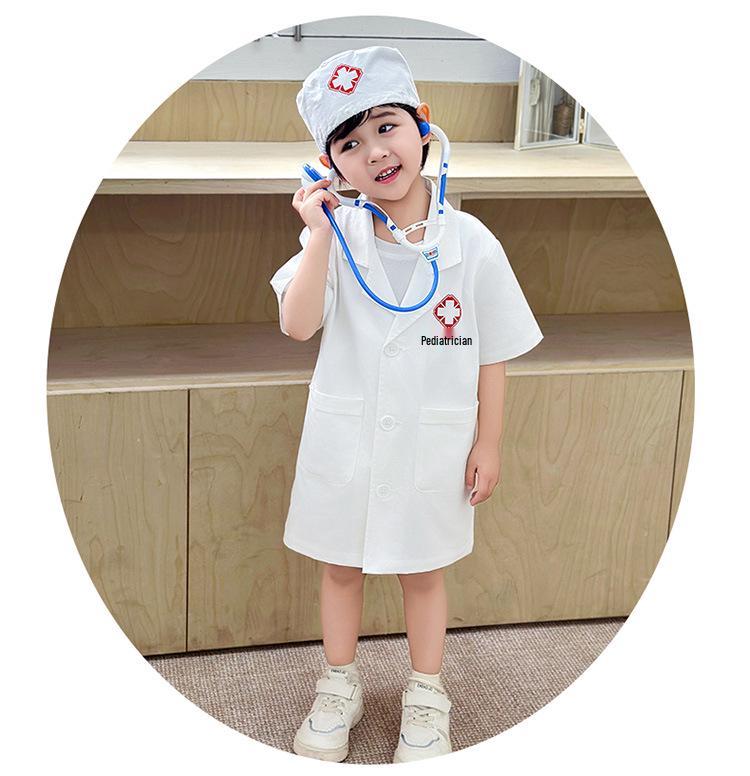 Kids Doctor & Nurse Costume Set - White Coat for Kindergarten Role Play & Science Experiments 140cm