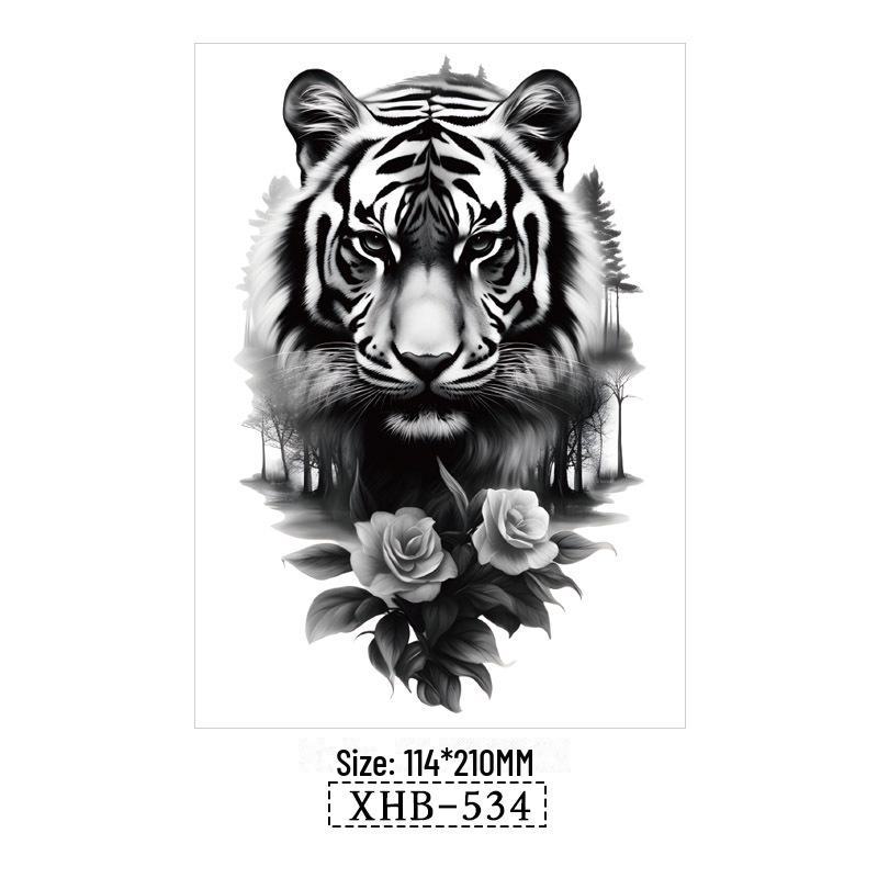 

Водонепроникні Чорні Тату-наклейки на півруки з тваринами 114*210MM
