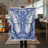 Blue and White Butterflies  Print Flannel Blanket, High quality Comfortable for All Seasons, Home Decor, Warmth and Comfort