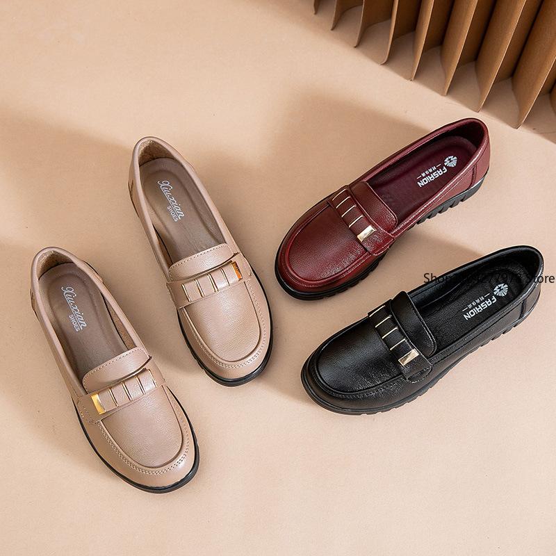 Fashion Pu Leather Women's Shoes Loafers 2025 Flats Slip On Casual Flat Shoes Women White Footwear Zapatos De Mujer Plus Size 42