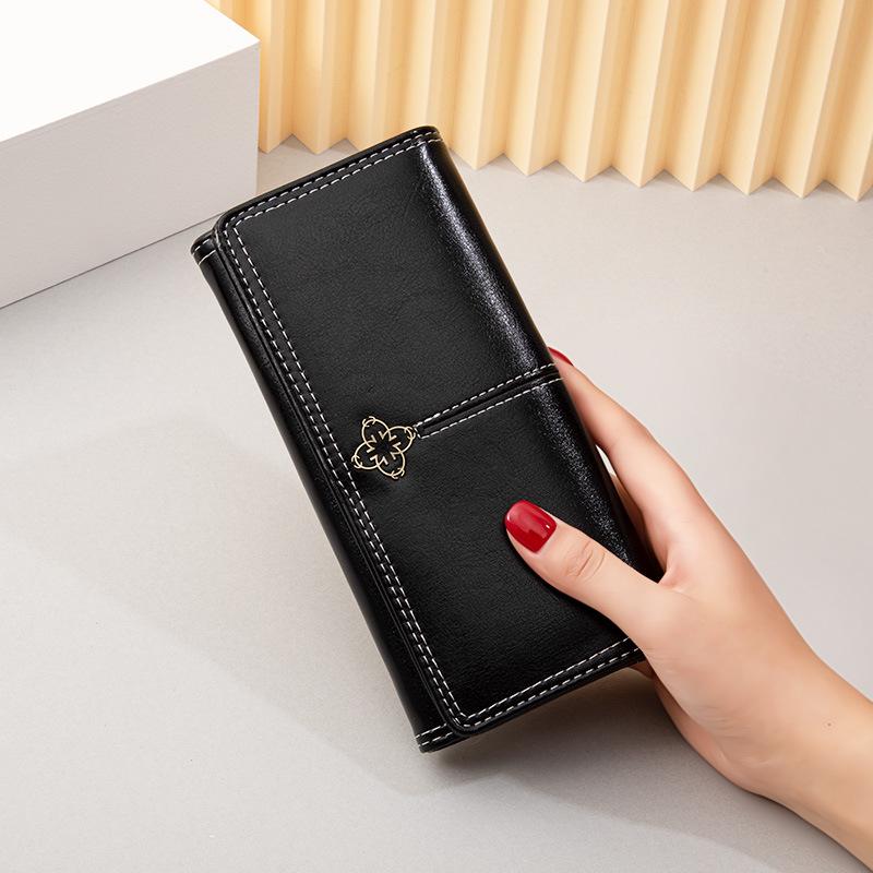 Women's Long Oil Wax Leather Wallet 2025 - Retro European & American Style, Large Capacity Clutch with Coin Purse & Zipper.