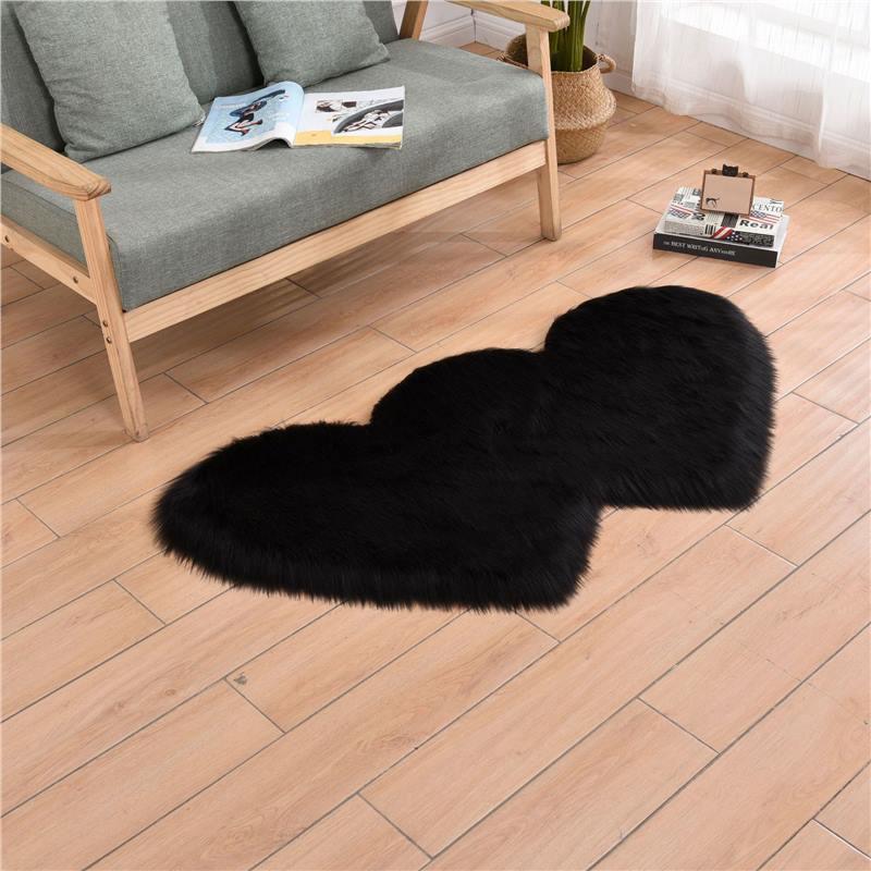 Simple Faux Wool Irregular Bedside Rug for Bedroom and Living Room
