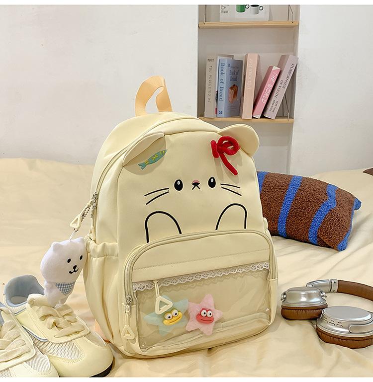 Schoolbag Japanese ins new high-value fresh and sweet candy color cute kitten backpack girl light backpack