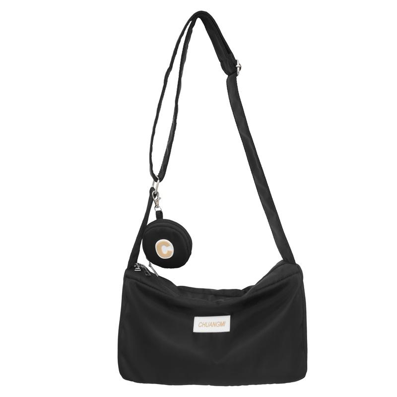 

Однотонная женская сумка через плечо, большая вместительная сумка-тоут с кошельком для монет чёрный