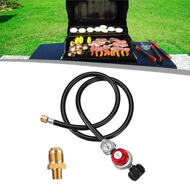 Adjustable 0-30 PSI Propane Regulator Wi 4FT Hose Gauge For Grills For QCC1 For 58in-18 UNF Outlet Connection For Cooking Burner