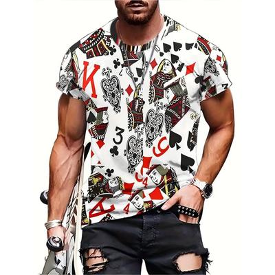 Men's Casual Short Sleeve T-Shirt New In Short Sleeve 3D Poker King Pattern T Shirt Tops Mens Comfortable Tee Shirts Streetwear