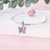 Butterfly Flower Charms Bead Copper Dangle Pendant Fit Bangle Bracelet Necklace Diy Jewelry