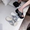 Fashion Waterproof Table Slippers Summer New Round Head Open Toe Cross with Crystal Buckle Anti-slip Wear-resistant Sandals