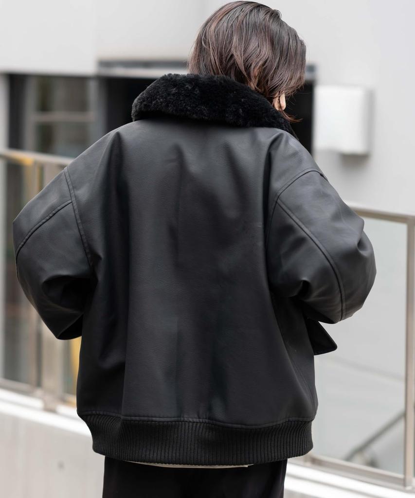 WEGO Unisex PU Flight Blouson Outerwear Cold Weather Korean Oversized Size Black 2-Way Jacket, Clothing, Fall/Winter Clothes, Style, Silhouette, Gift,