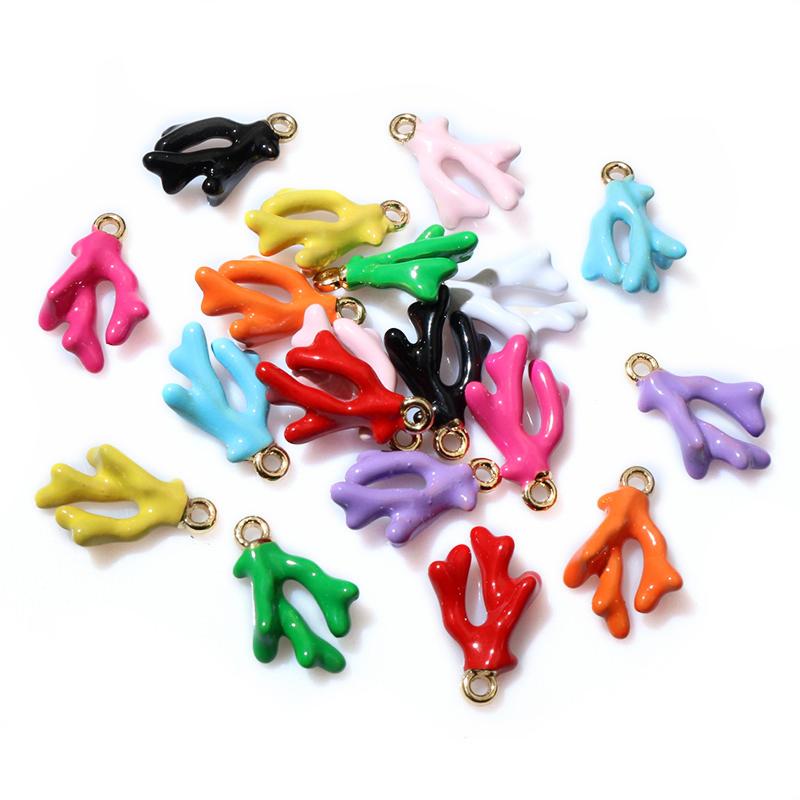 20pcs 16x10x5mm 3D Enamel Coral Charms Pendant Alloy Metal DIY Jewelry Making Accessories for Bracelet Earrings Necklace