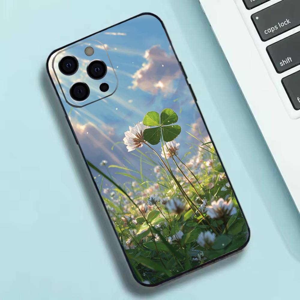 Lucky Four-Leaf Clover Phone Case Silicone Soft For IPhone 17 16 15 14 13 12 11 X XR Plus Pro Max Plus