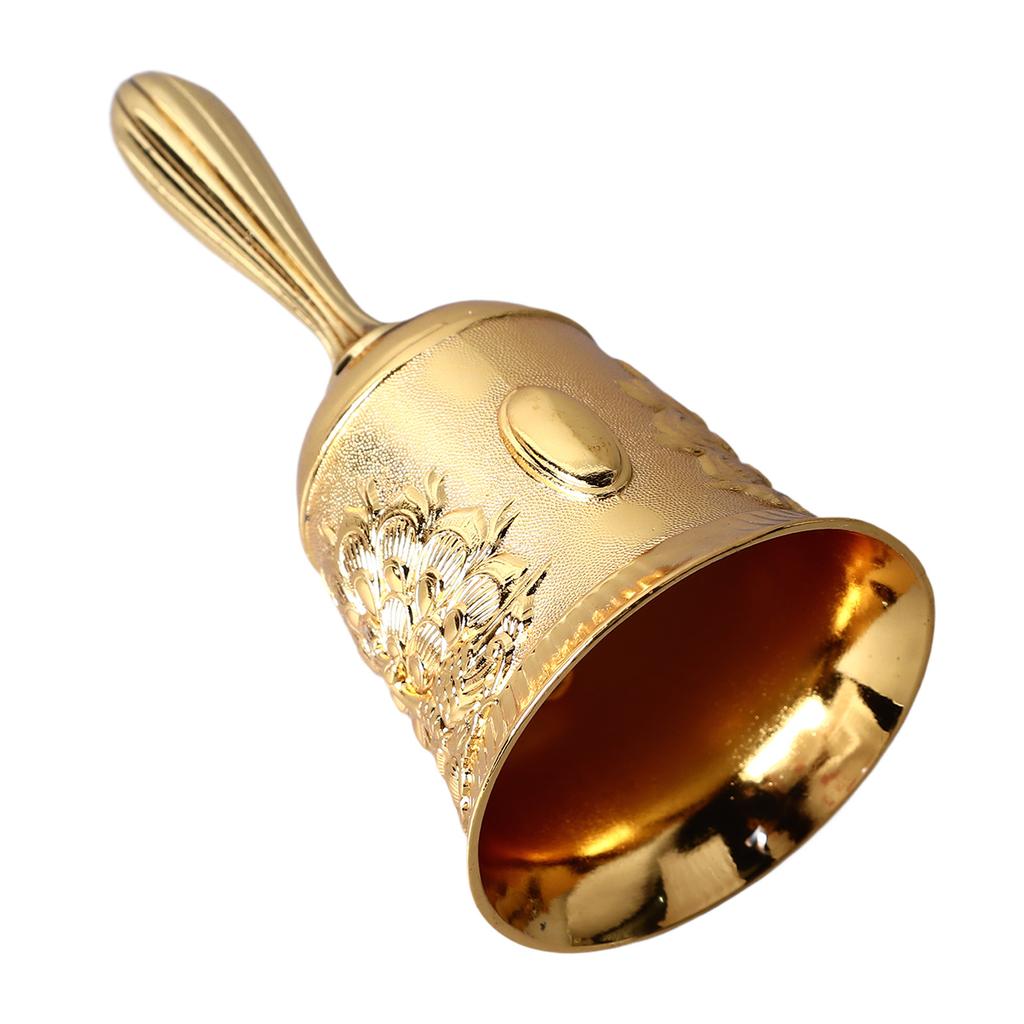 Hand Bell Vintage Brass Antique Exquisite Carved Pattern Hand Call Bell HandBell for Dinner Wedding Party Family School