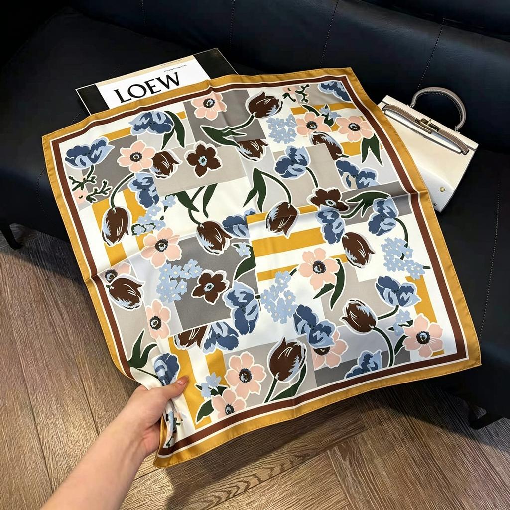 Hong Kong style burgundy printing waist silk scarf belt jeans waist accessories new square scarf fart curtain waist seal