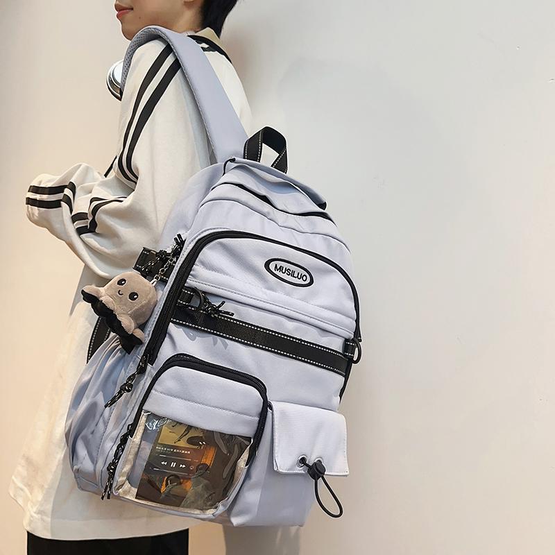 Sac à dos d'école pour étudiant, sac à dos de couleur unie pour femme, sac à dos d'ordinateur pour homme