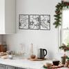 3 PCS Black Metal Wall Art Set - Christmas Plant Decor, Modern Home Accents, Elegant Gift for Birthday