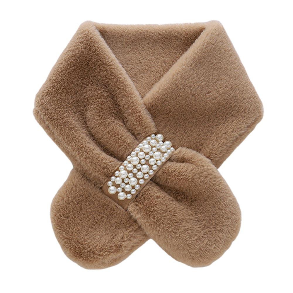 Soft Pearl Plush Scarf Faux Rabbit Fur Korean Style Scarf Cute Faux Fur Scarf Winter Keep Warm