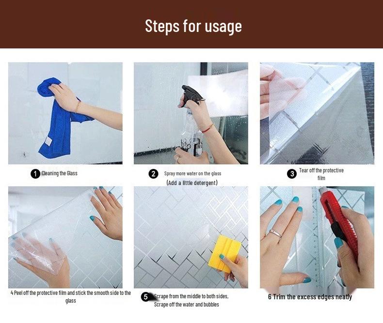 Static Window Cling Privacy Film: Sun Protection & Heat Insulation UV Shield for Bathroom Glass.