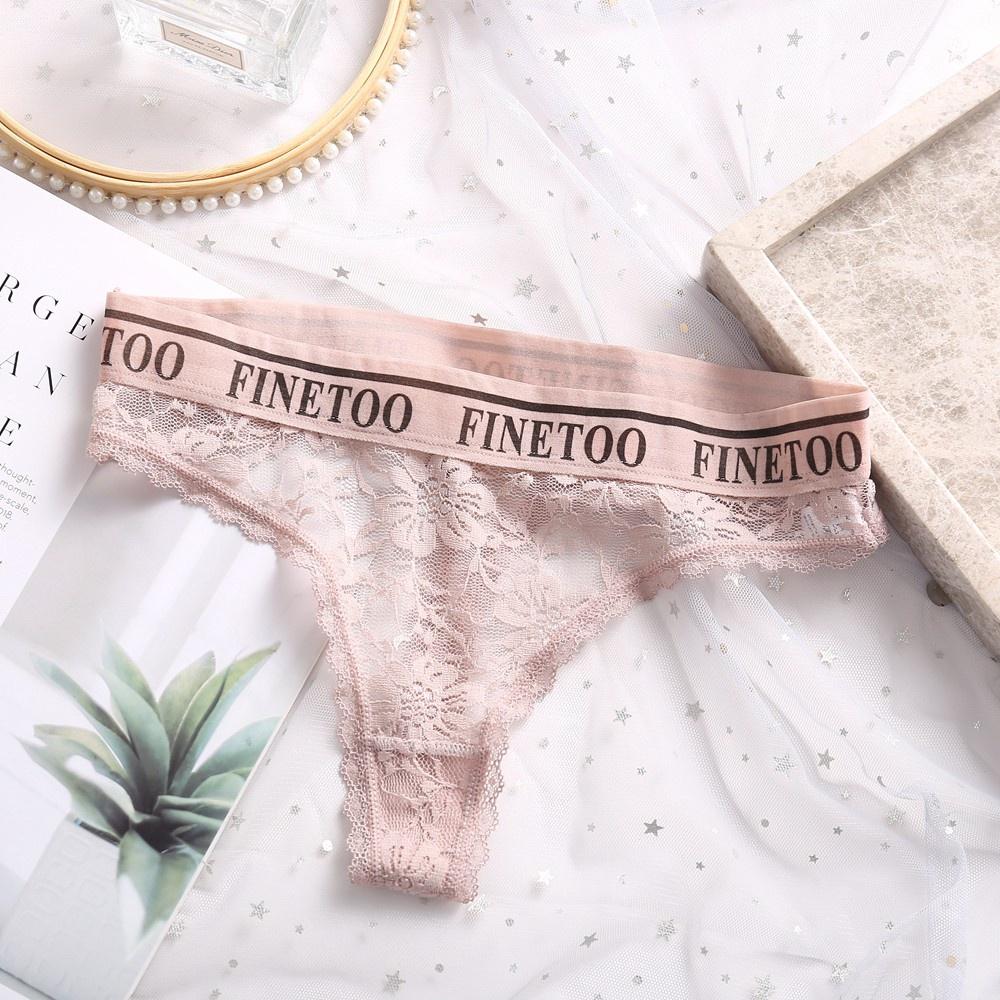 

FINETOO модна жіноча м яка бавовняна дихаюча нижня білизна Сексуальна мереживна жіноча нижня білизна з низькою талією XL світло-рожевий колір