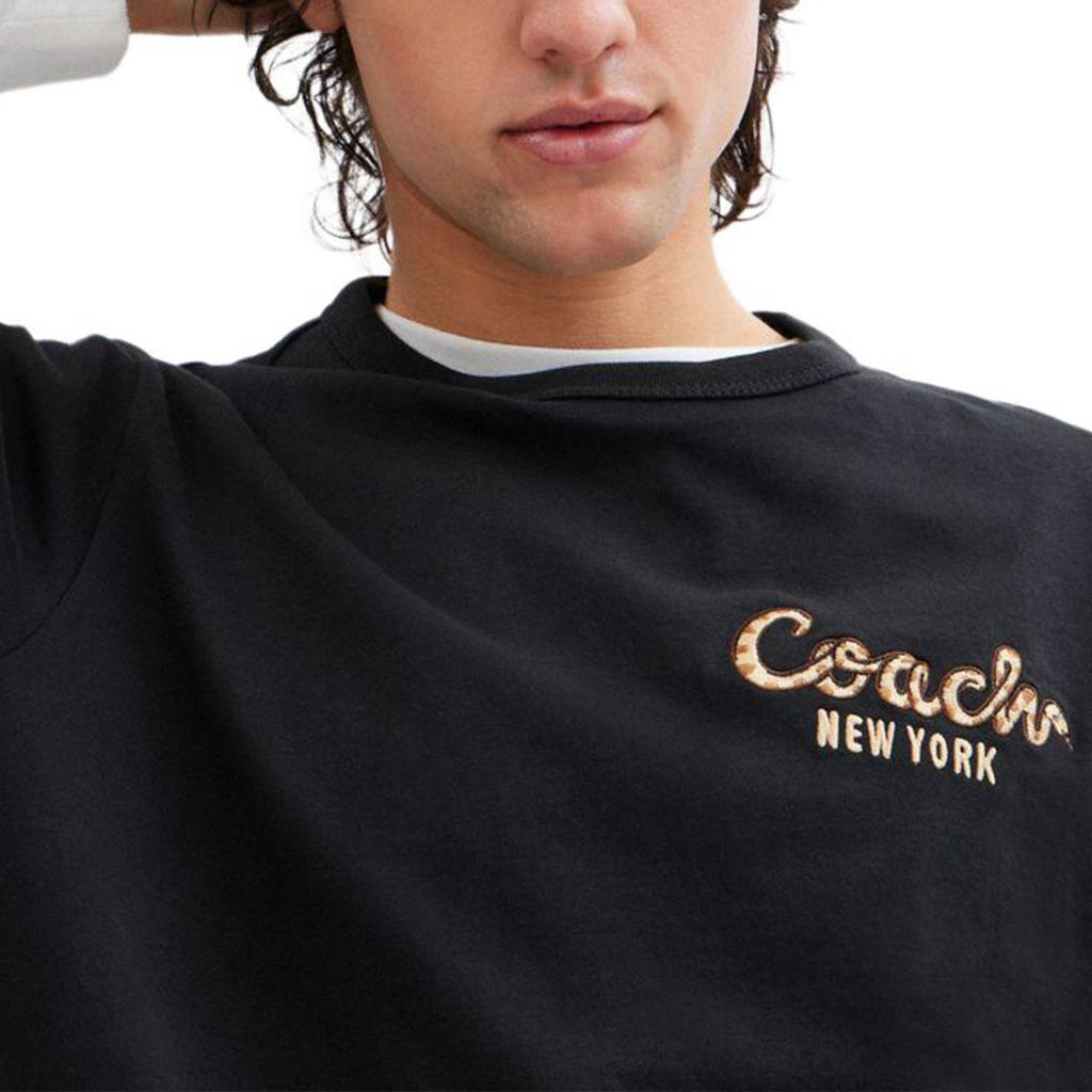 Coach Letter Pullover Round Neck Short Sleeve T-Shirt Men T-Shirts Black CZ933-BLK