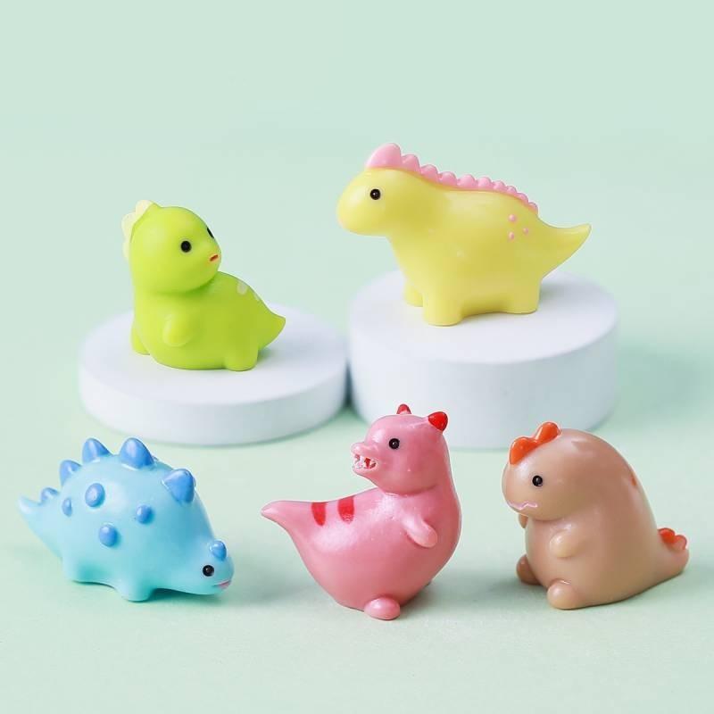 Adorable Resin Mini Dinosaur Figurines Cartoon Style Cute Desk Ornaments Accessories
