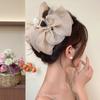 Large Summer Lace Edge Bow Claw Clip Hair Accessory for Women - Multi-Layer Feather Design