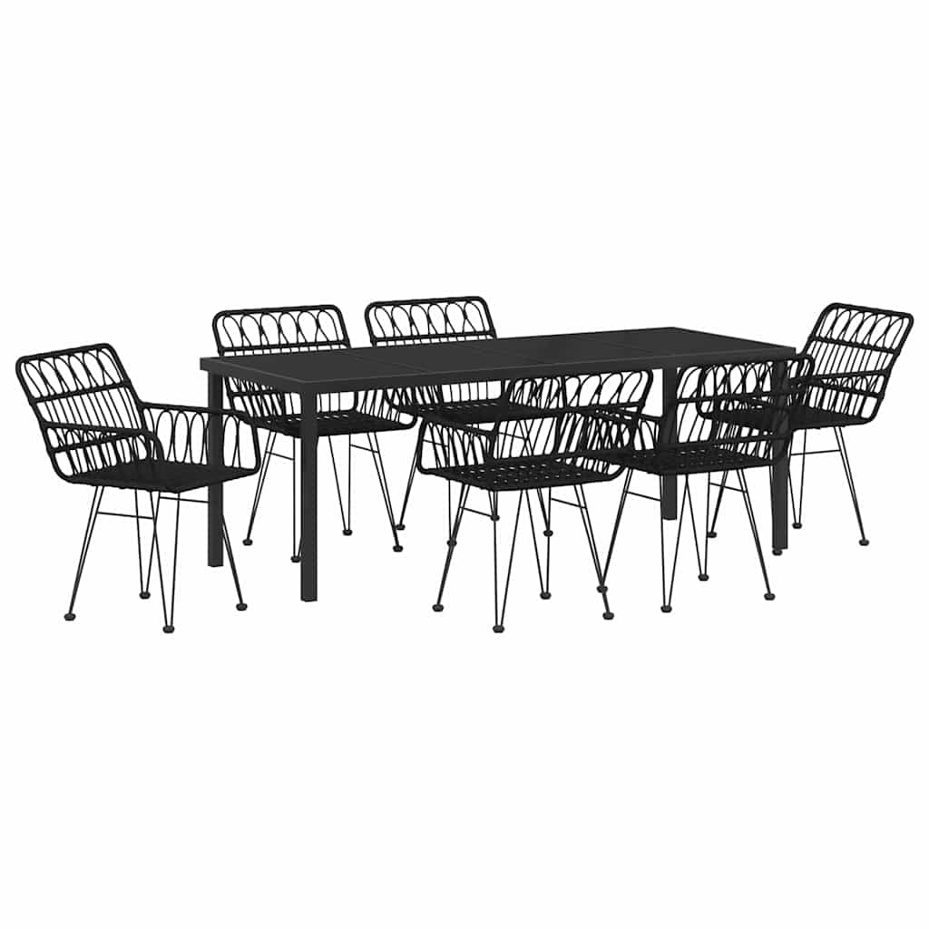Outdoor Dining Set 7 pcs Black Powder Coated Steel