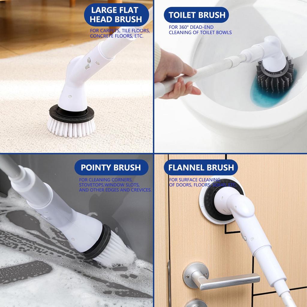 Cordless Electric Spin Scrubbers For Cleaning Shower With 6 Brush Heads Electric Spin Scrubber Cordless For Bathroom Floor