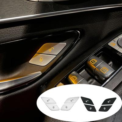 ABS Car Door Lock Unlock Buttons Cover Stickers Fit For Mercedes Benz C E Class GLC W205 W213 X253 Vito W447 Auto Accessories