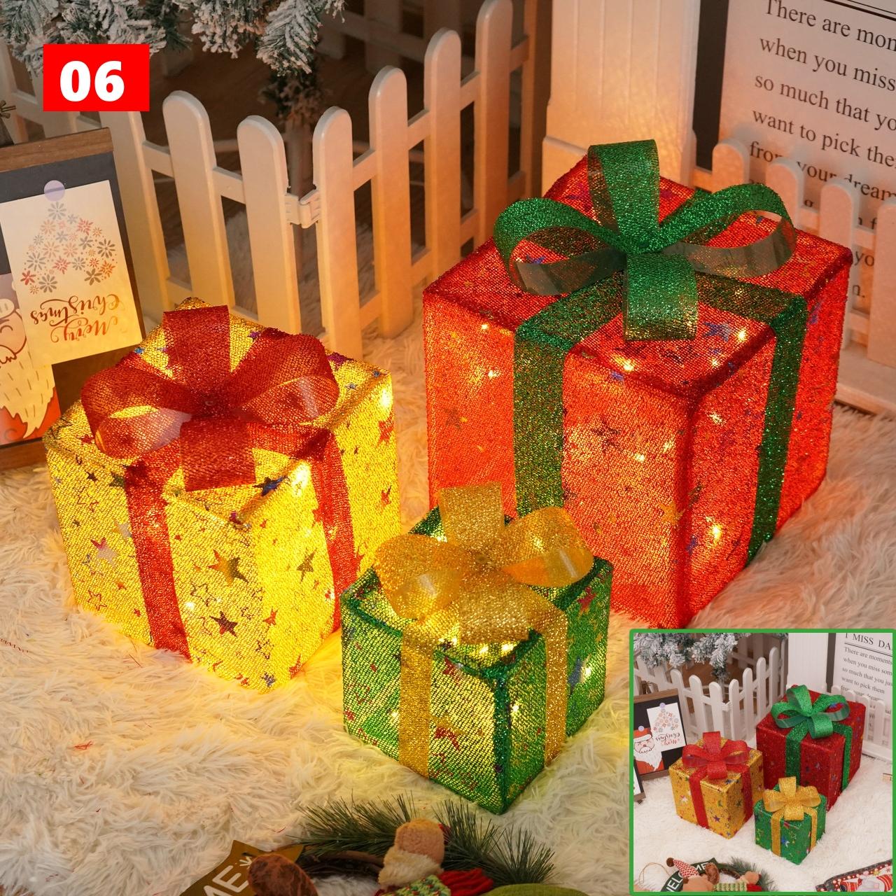 

3 шт./компл. Рождественская подарочная коробка, светящаяся рождественская елка, вечеринка, украшения своими руками, работающие от батареек, светодиодные праздничные реквизиты, осветительные приборы 8 Mode Warm White