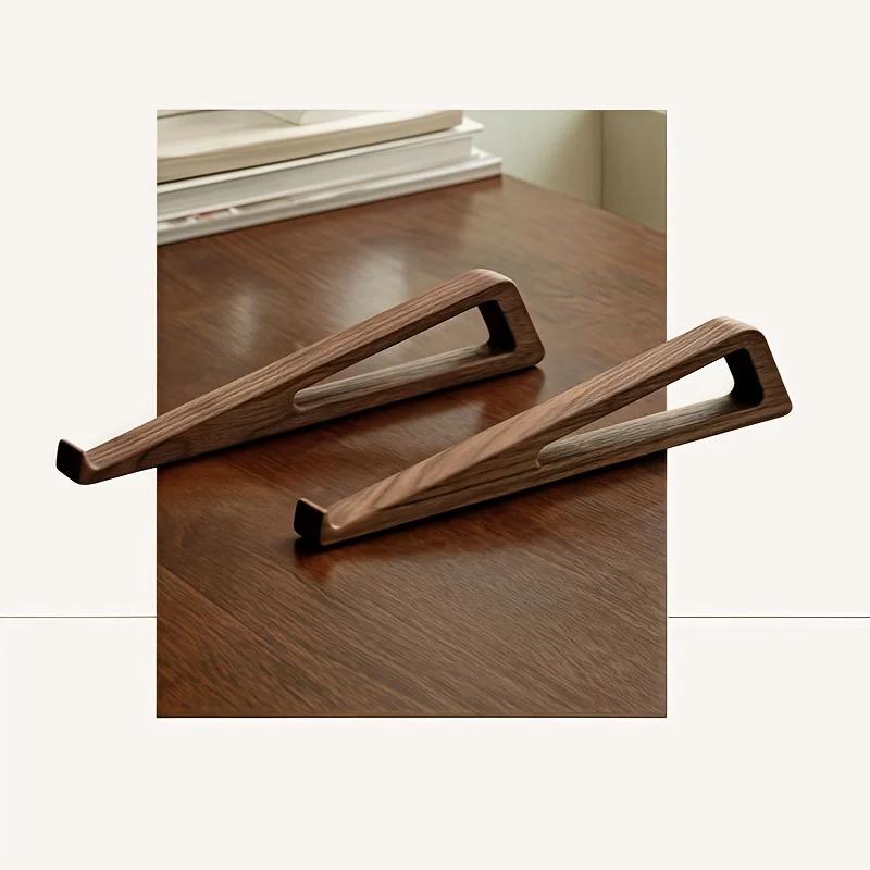Ergonomic Portable Foldable Wooden Laptop Stand with 12° Adjustable Angle Cooling Ventilation Triangular Design for Office Acces
