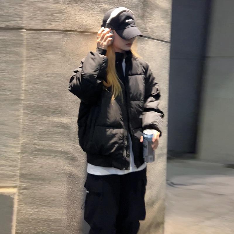 Casual and versatile down cotton jacket women's winter 2025 new stand-up collar cotton jacket loose and slim short padded jacket